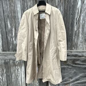 London Fog Trench Coat Mens 42 Made In USA Vintage Rain With Lining